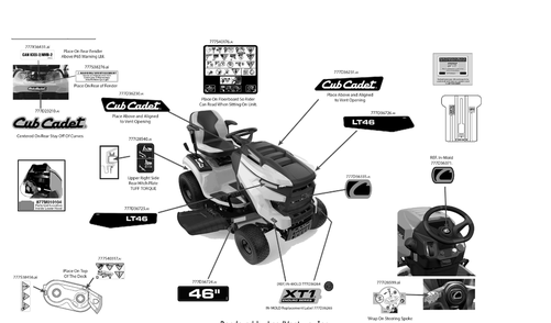 Label Map Diagram and Parts List for XT1-LT46KH (13APA9TTA10)(2023) Cub Cadet Lawn Tractor
